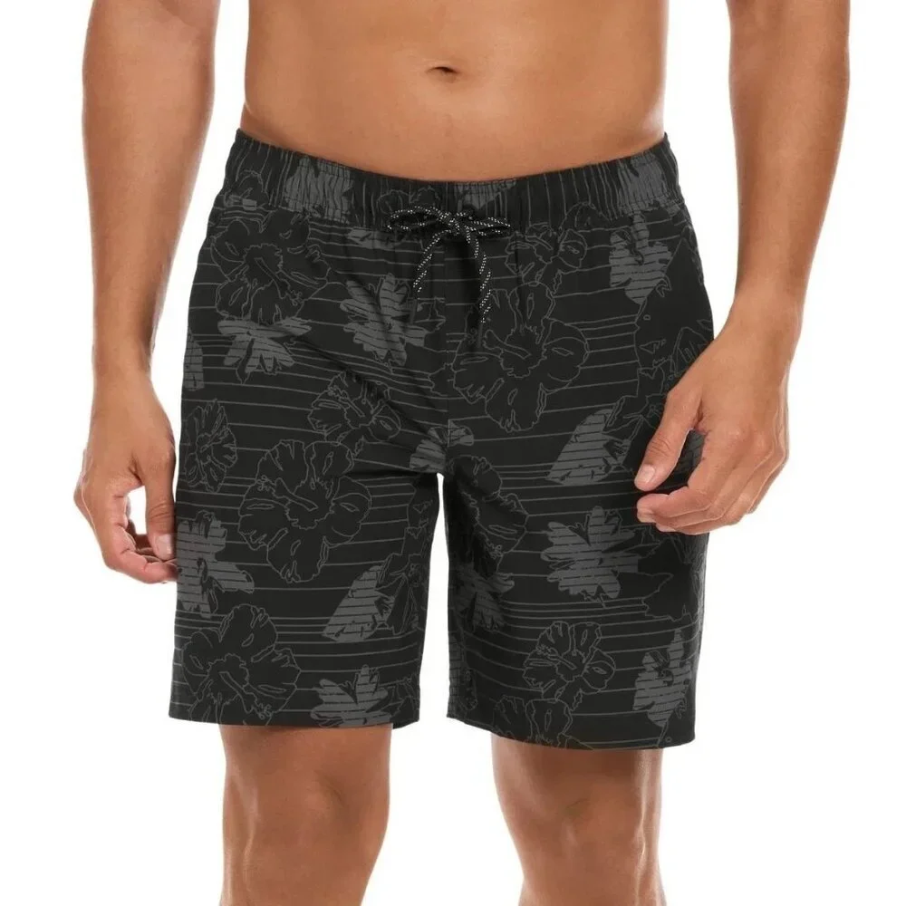 Hurley Men's M Swim Shorts Black Floral Print 4-Way Stretch N0992